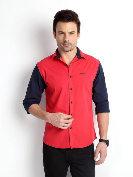 Rodid Men's Solid Casual Blue Shirt